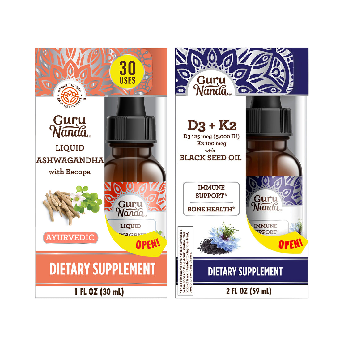 Total Wellness Boost - Immunity &amp; Mind Care Combo - Black Seed Oil + Liquid Ashwagandha