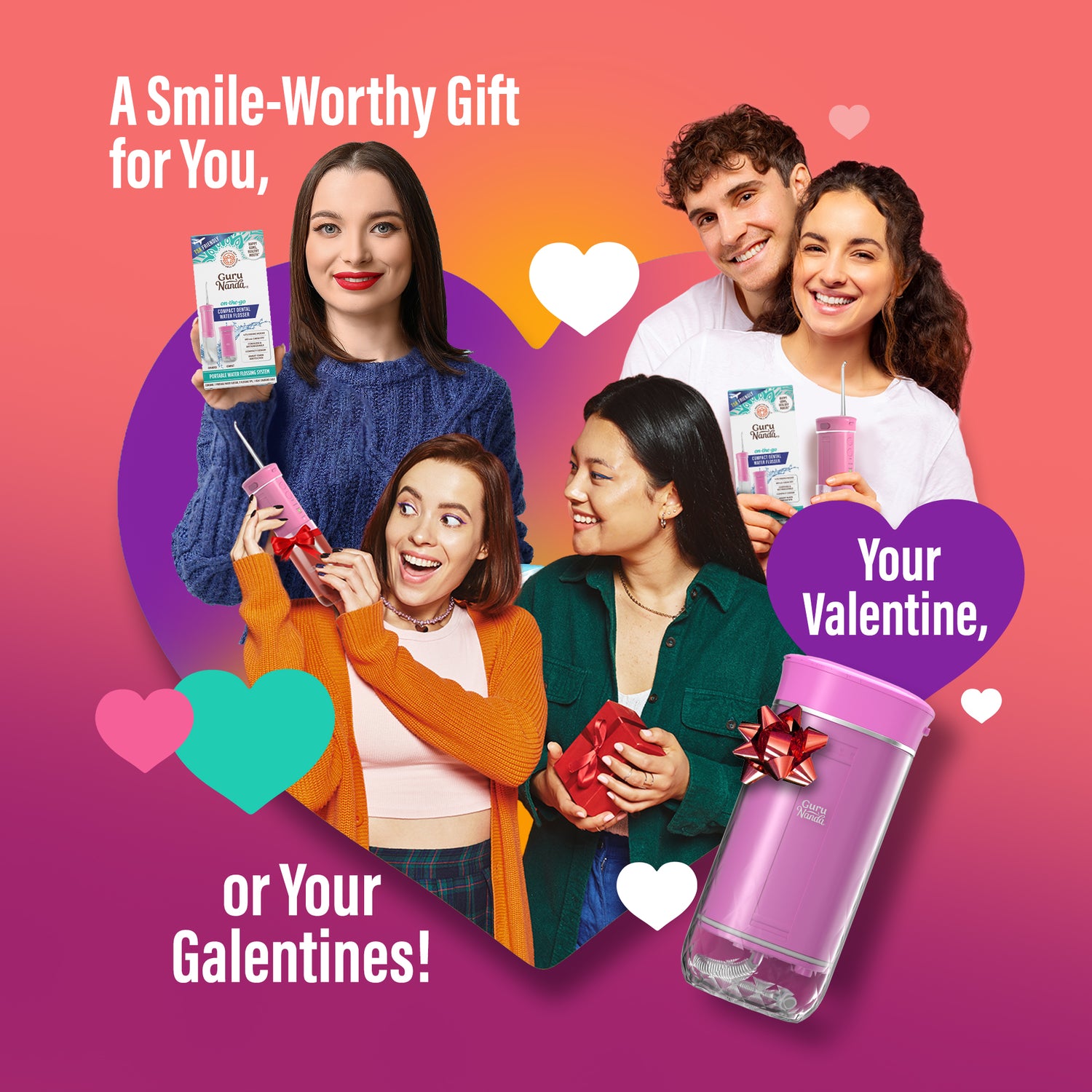 Exclusive Compact Dental Water Flosser (180 ml) - Pink