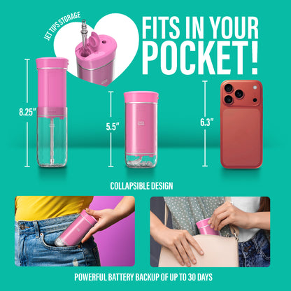 Exclusive Compact Dental Water Flosser (180 ml) - Pink