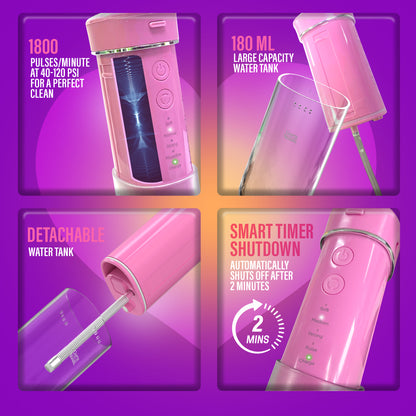 Exclusive Compact Dental Water Flosser (180 ml) - Pink