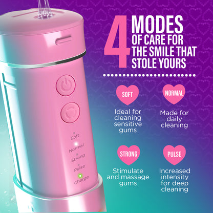 Exclusive Compact Dental Water Flosser (180 ml) - Pink