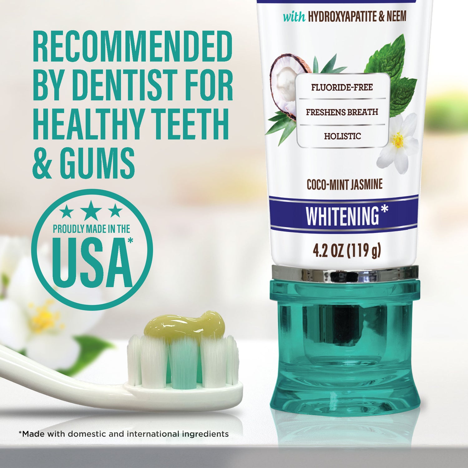 Fluoride Free Whitening Toothpaste with Hydroxyapatite - 1 Pk