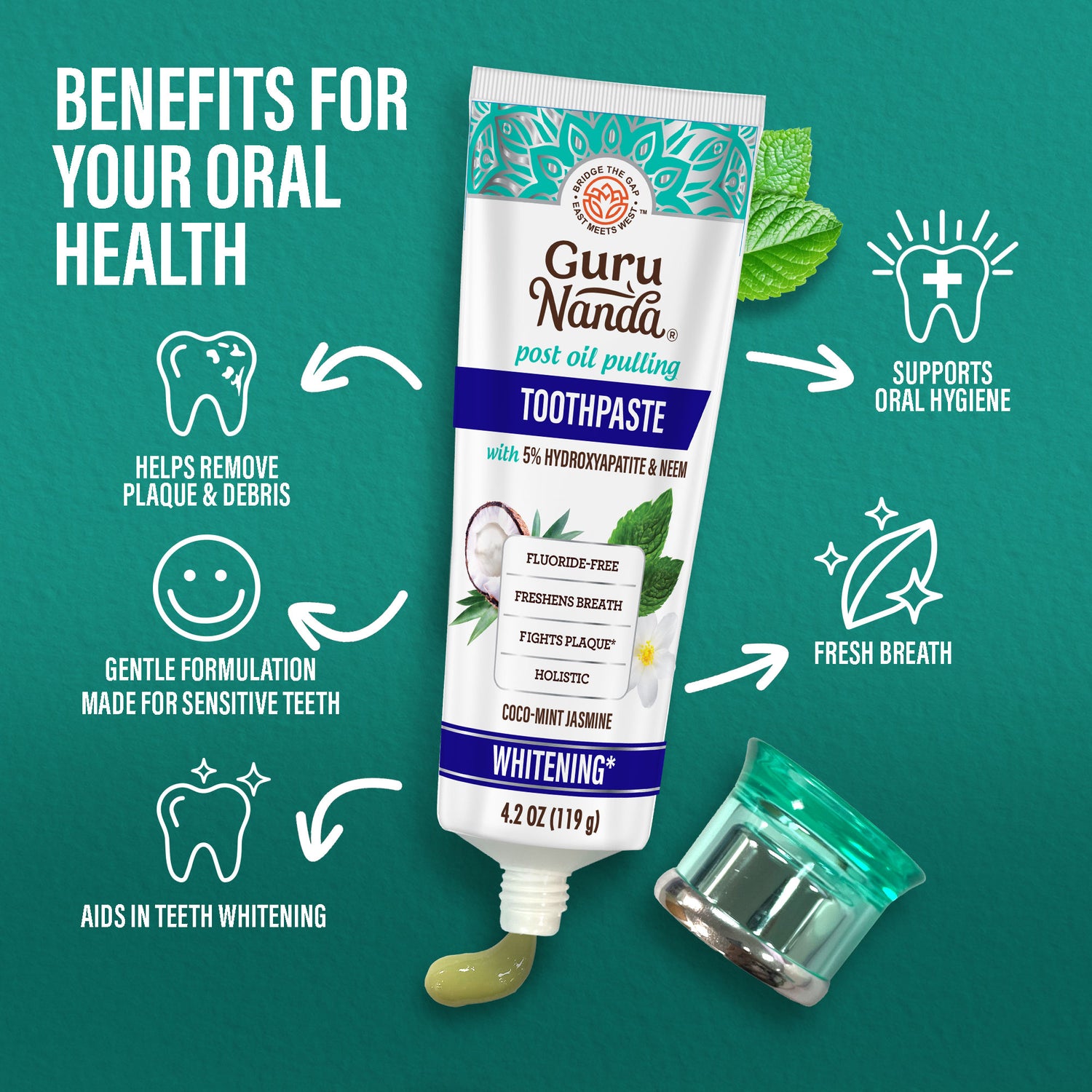 Fluoride Free Whitening Toothpaste with Hydroxyapatite - 1 Pk