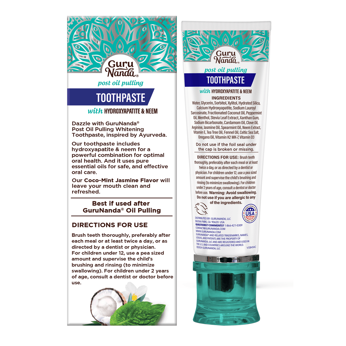 Toothpaste Form Fluoride-Free Whitening Toothpaste With Hydroxyapatite - 4 Pack | GuruNanda