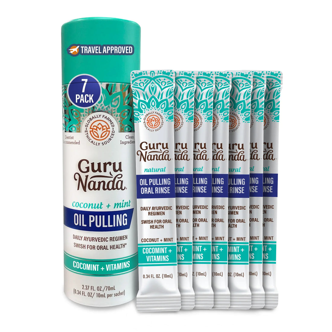 Bolsitas de viaje con aceite de coco para enjuagar y 7 aceites esenciales - 7 unidades