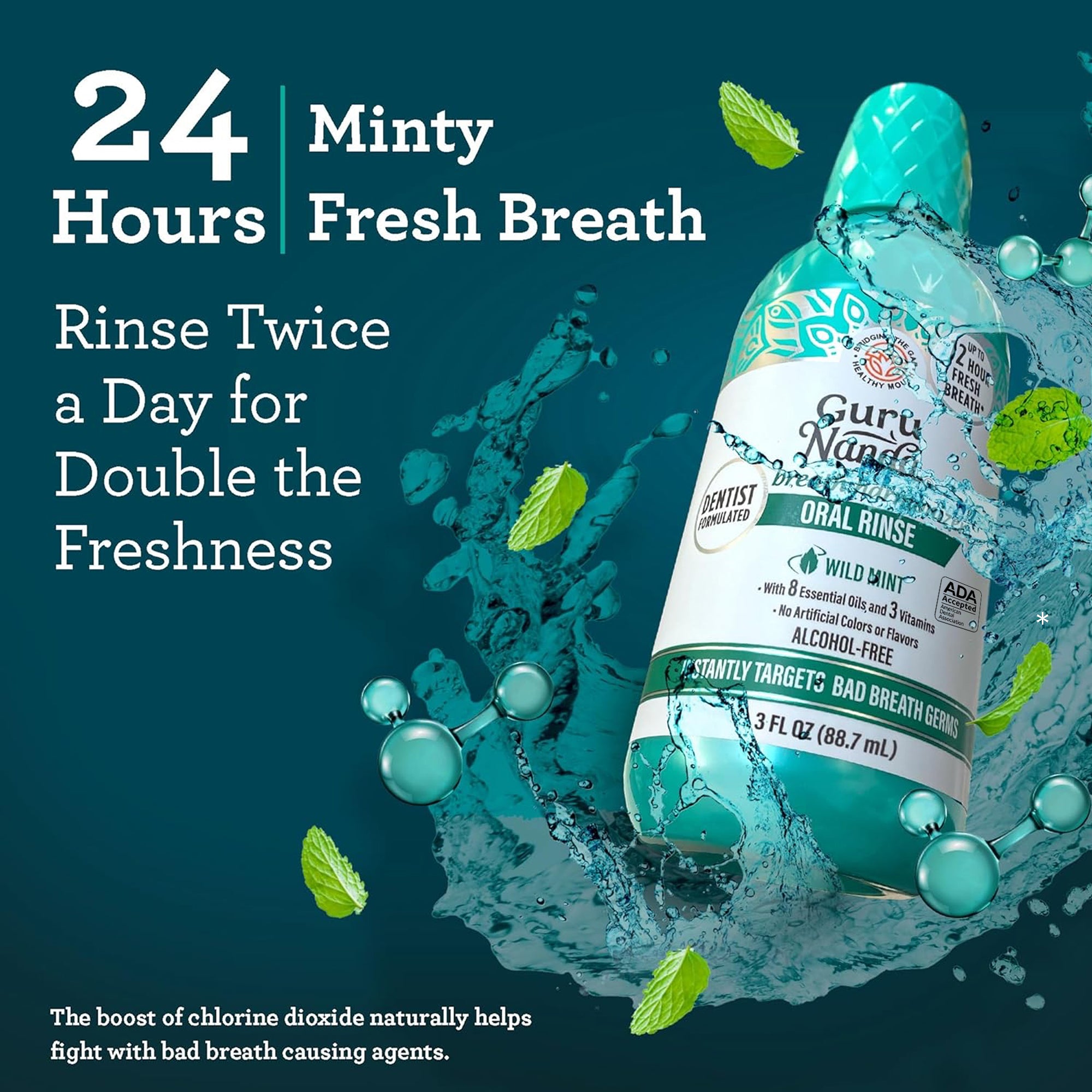 Oral Rinse Breath Harmonizer Mouthwash - Travel Size - Wild Mint (3 Fl Oz)