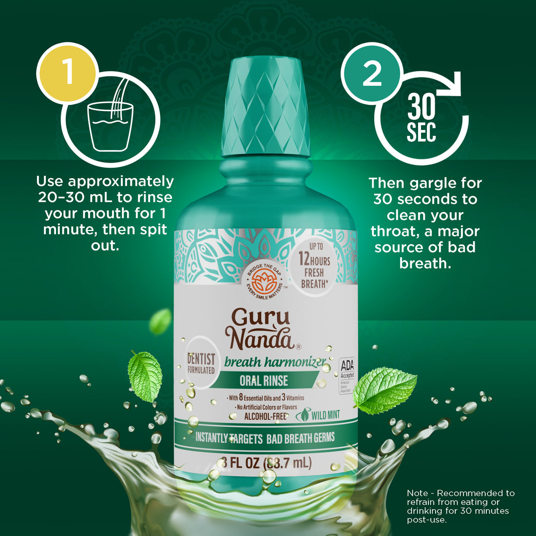 Enjuague bucal Oral Rinse Breath Harmonizer - Tamaño de viaje - Menta silvestre (85 ml)