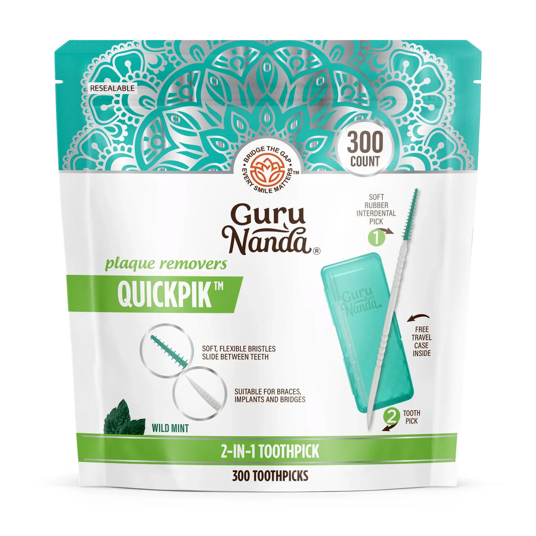 2-in-1 QuickPik Toothpick(300 Count) with Case