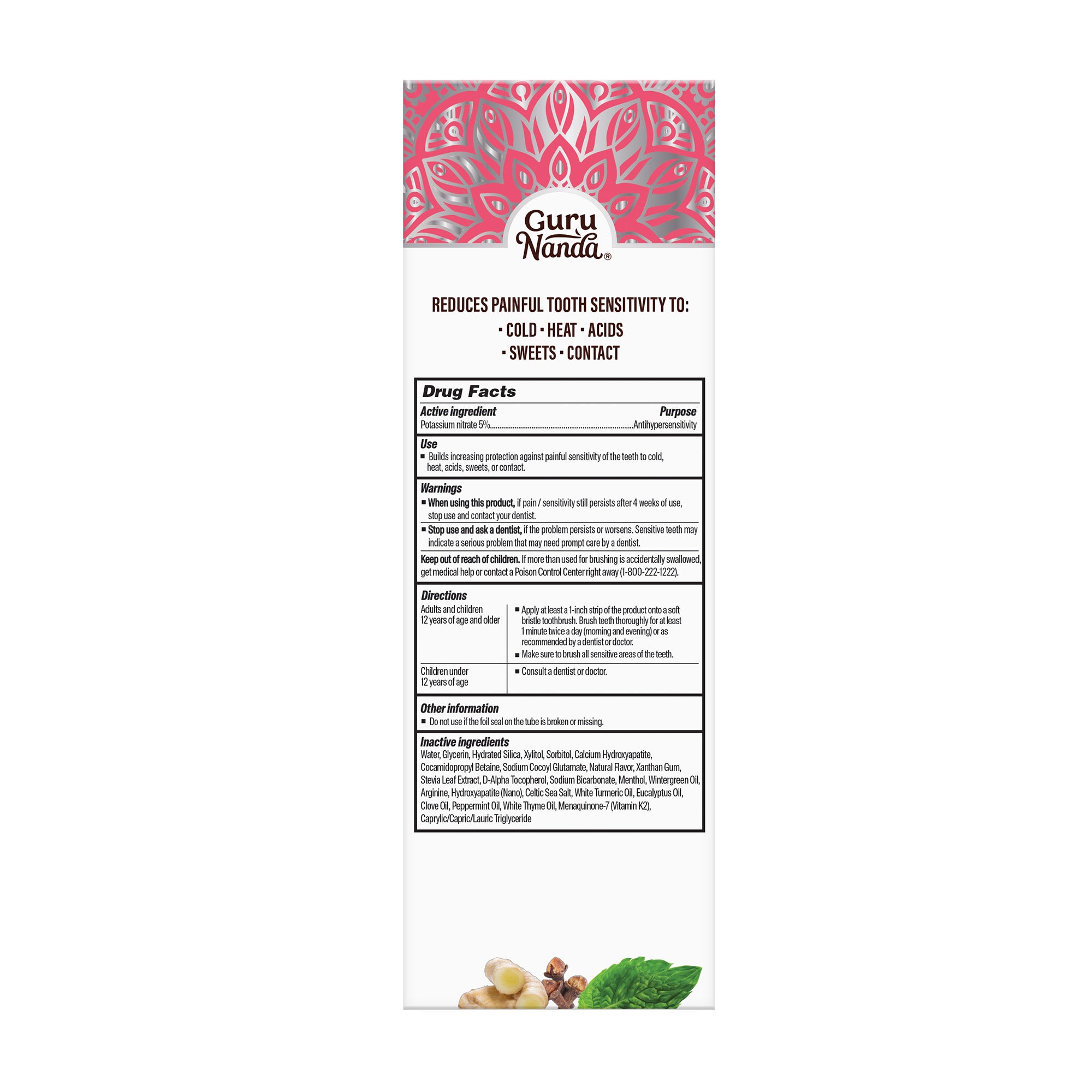 Nano-Hydroxyapatite &amp; White Turmeric Sensitive Toothpaste – 4.2 oz