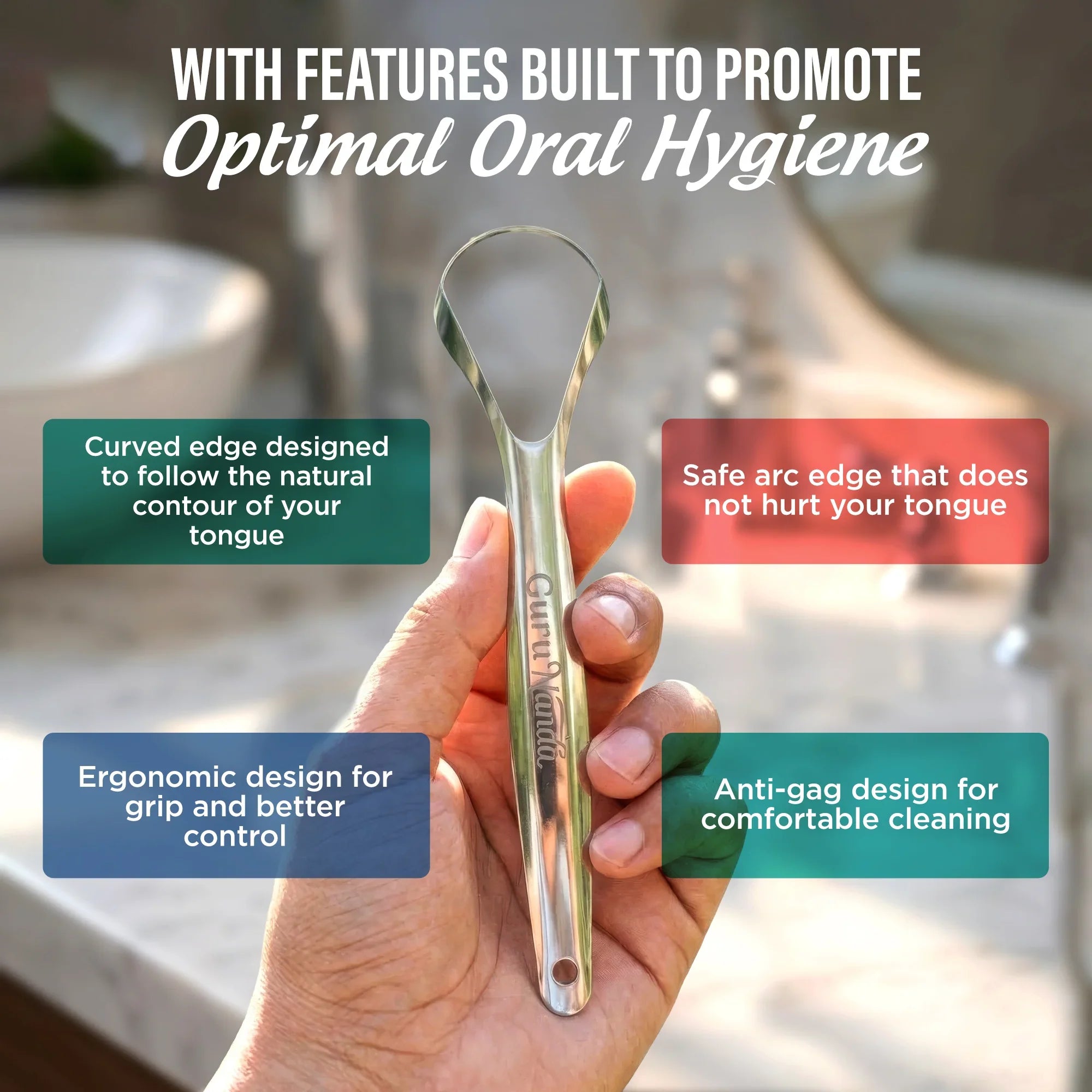 Spoon Shaped Stainless Steel Tongue Scraper – 2 Pack