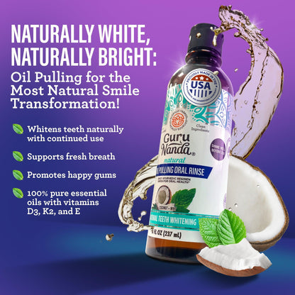 Total Smile Makeover Charcoal Kit - 8oz Cocomint Pulling Oil + Dual Barrel Mouthwash + Whitening Strips + 6 Pack Butter on Gums Toothbrush + 7 Oil Pulling Travel Sachets