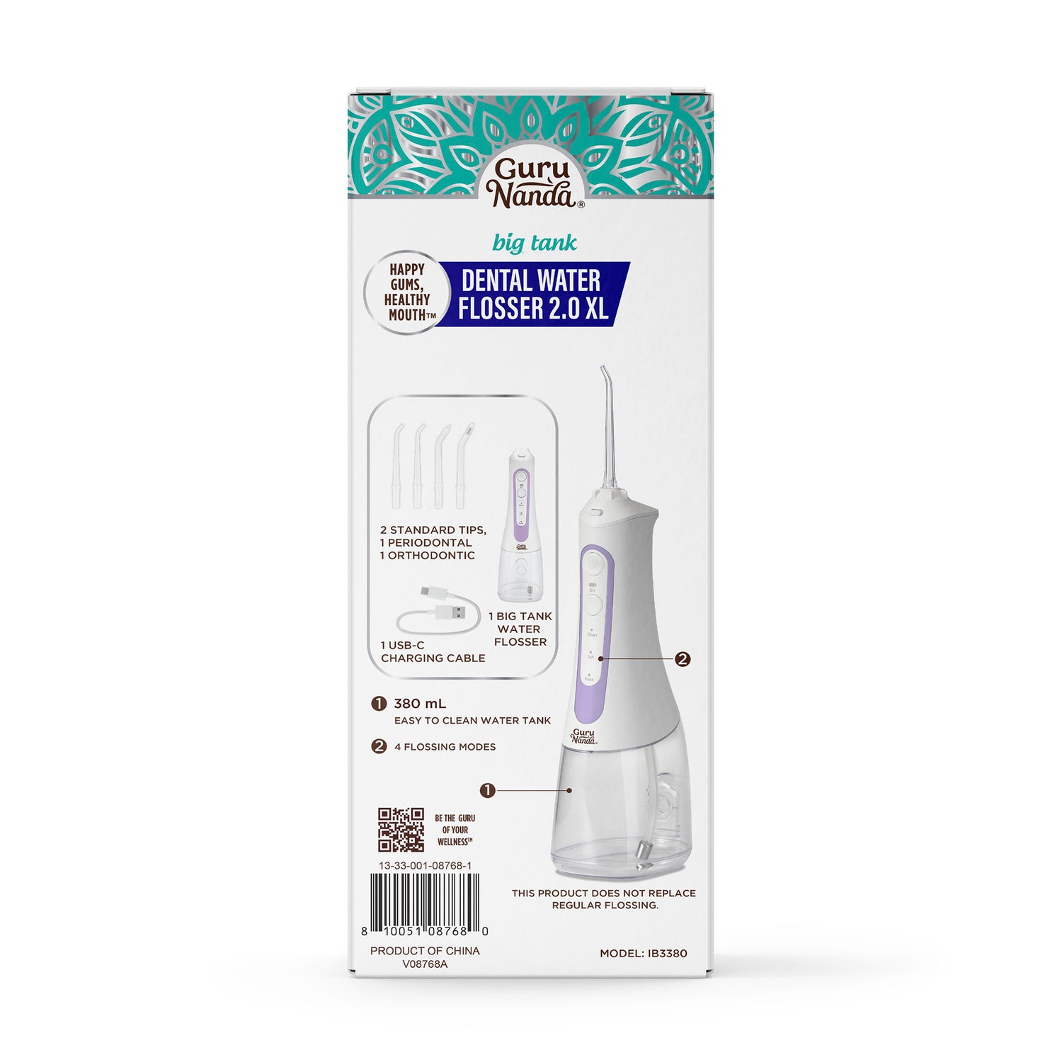 Deep Clean Dental Water Flosser 2.0 XL (380ml) - Lavender