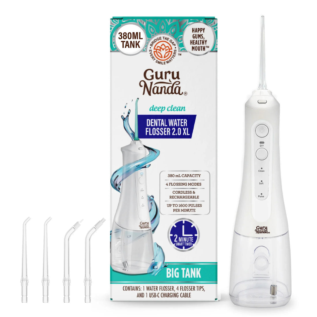 Irrigador bucal Deep Clean 2.0 XL (380 ml) - Blanco
