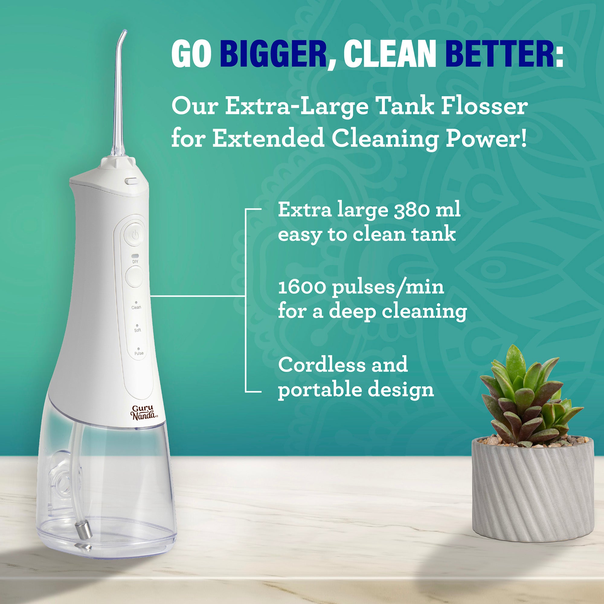 Deep Clean Dental Water Flosser 2.0 XL (380ml) - White