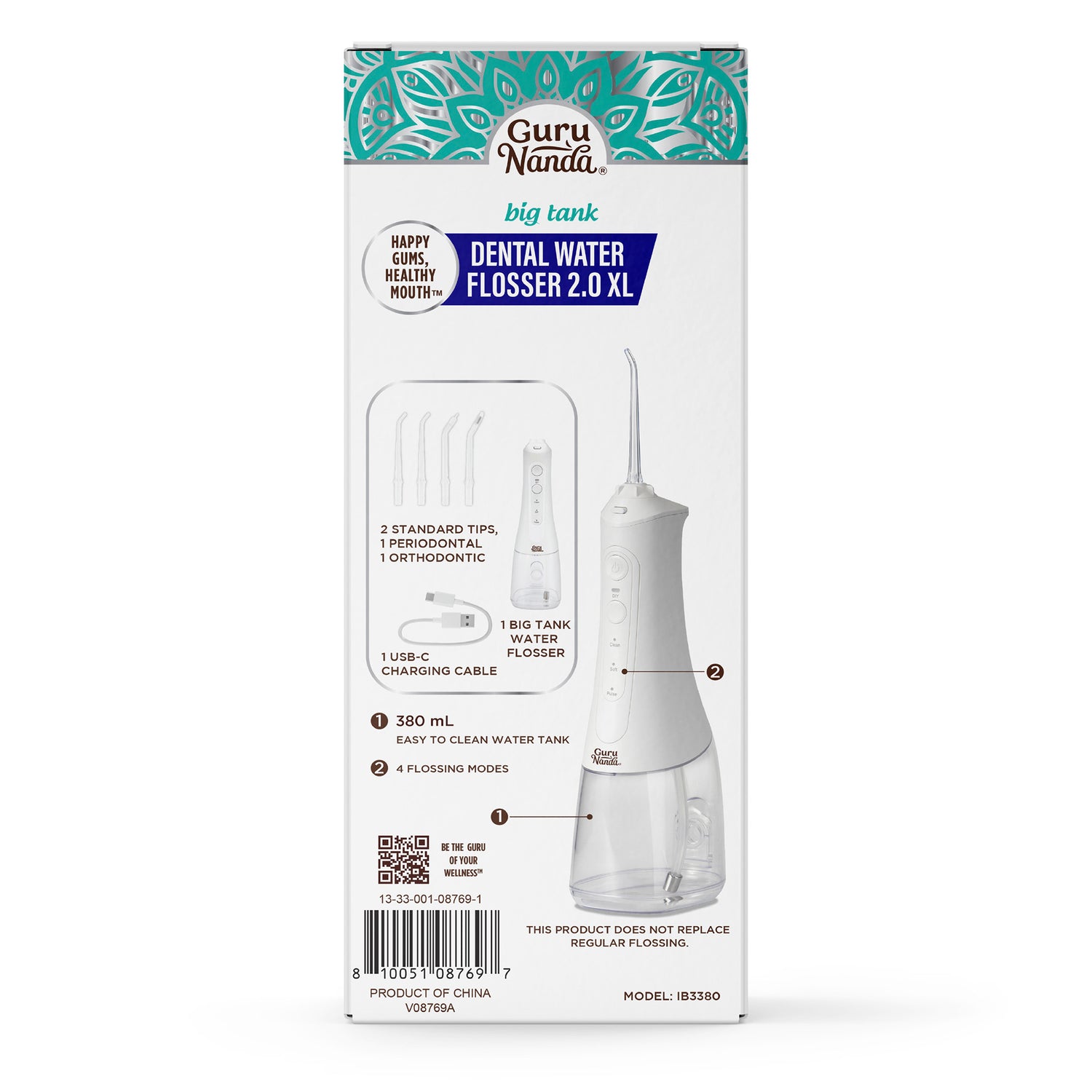 Deep Clean Dental Water Flosser 2.0 XL (380ml) - White