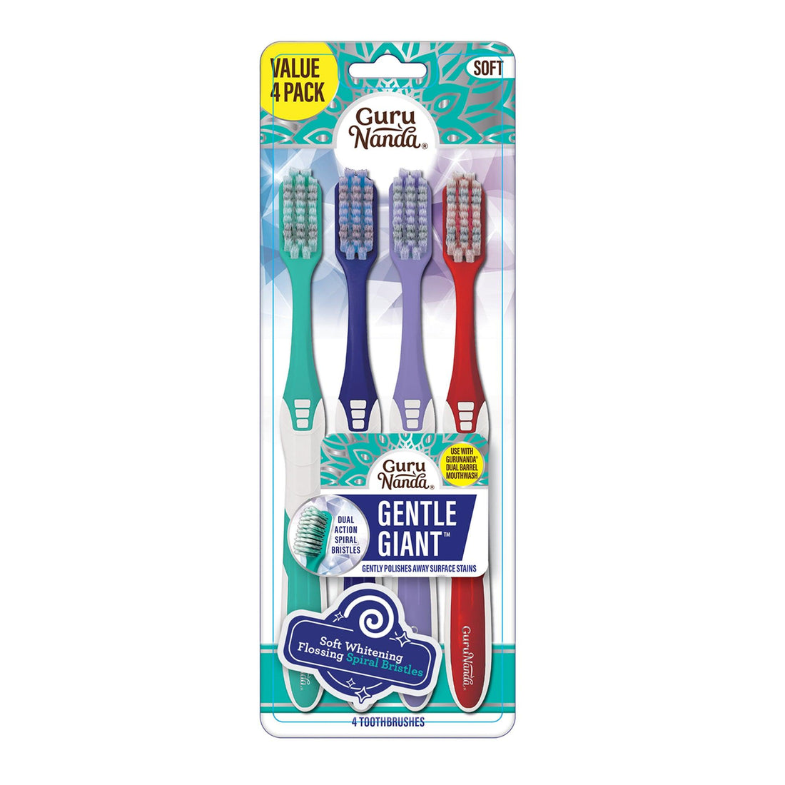 Gentle Giant Spiral Whitening Toothbrush - 4 Count