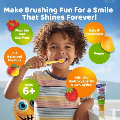 Kids Toothpaste with Xylitol &amp; Hydroxyapatite, Strawberry Mango – 0.98 oz