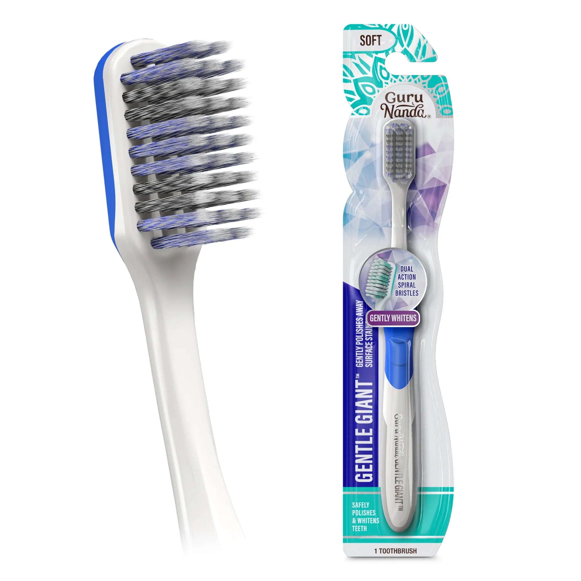 GuruNanda Whitening Spiral Toothbrush For Adults & Kids, 4 Pk