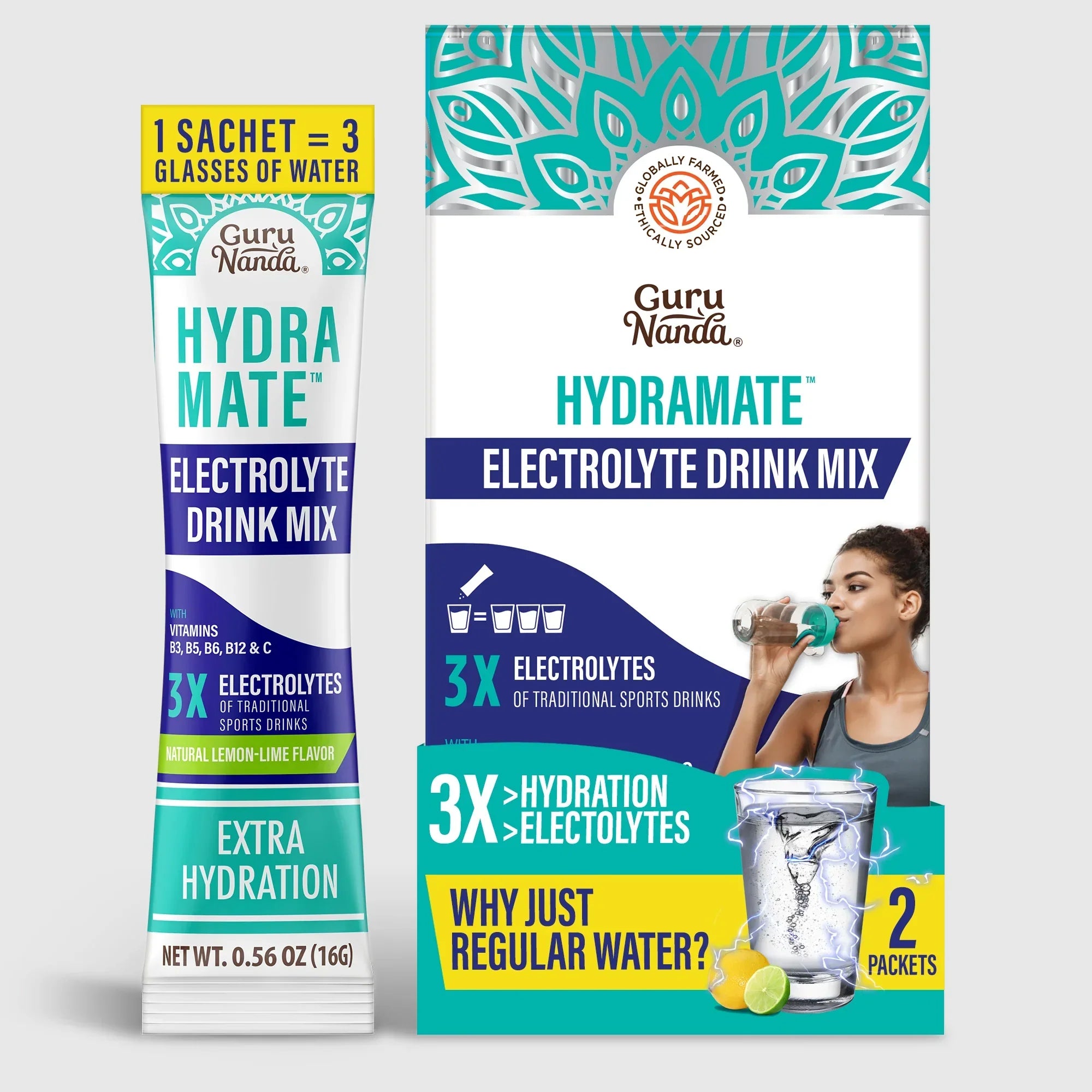 Hydramate Electrolyte Drink Mix, Lemon Lime – 2-Pack