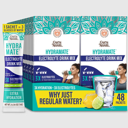 Mélange pour boisson électrolytique hydratante Hydramate, citron vert - 48 unités