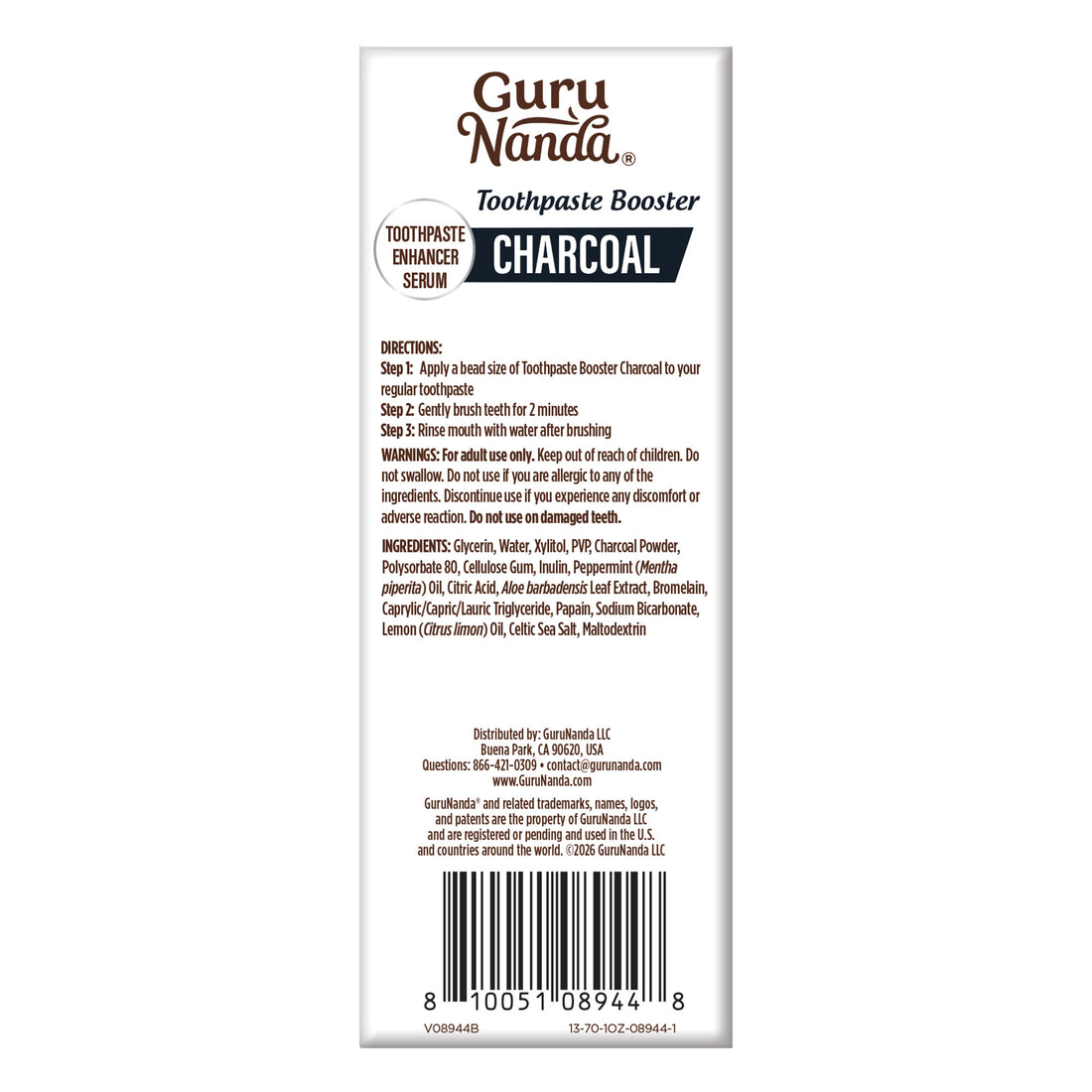 Charcoal Toothpaste Booster with 5% Charcoal Powder – 1 fl oz