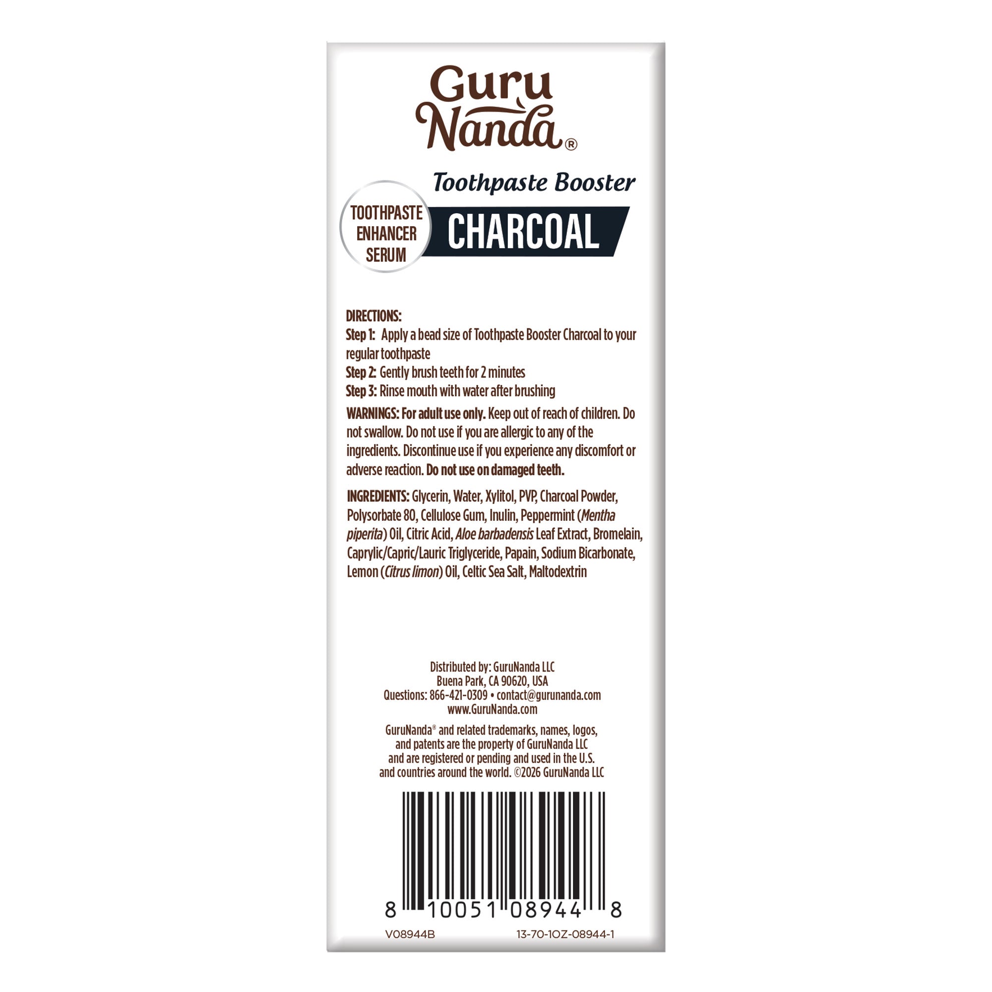 Charcoal Toothpaste Booster with 5% Charcoal Powder – 1 fl oz