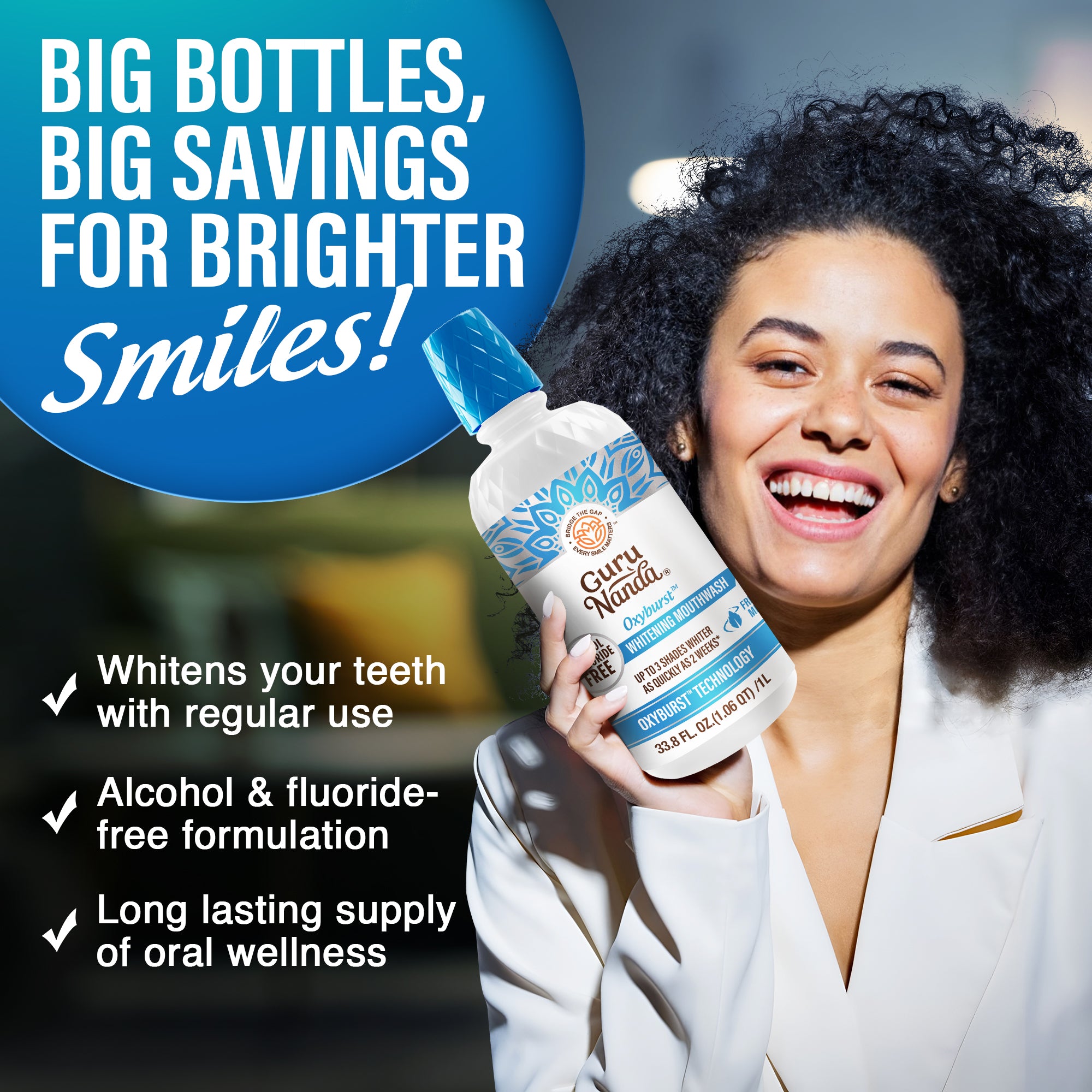 Oxyburst Whitening Oral Rinse Mouthwash - 1L