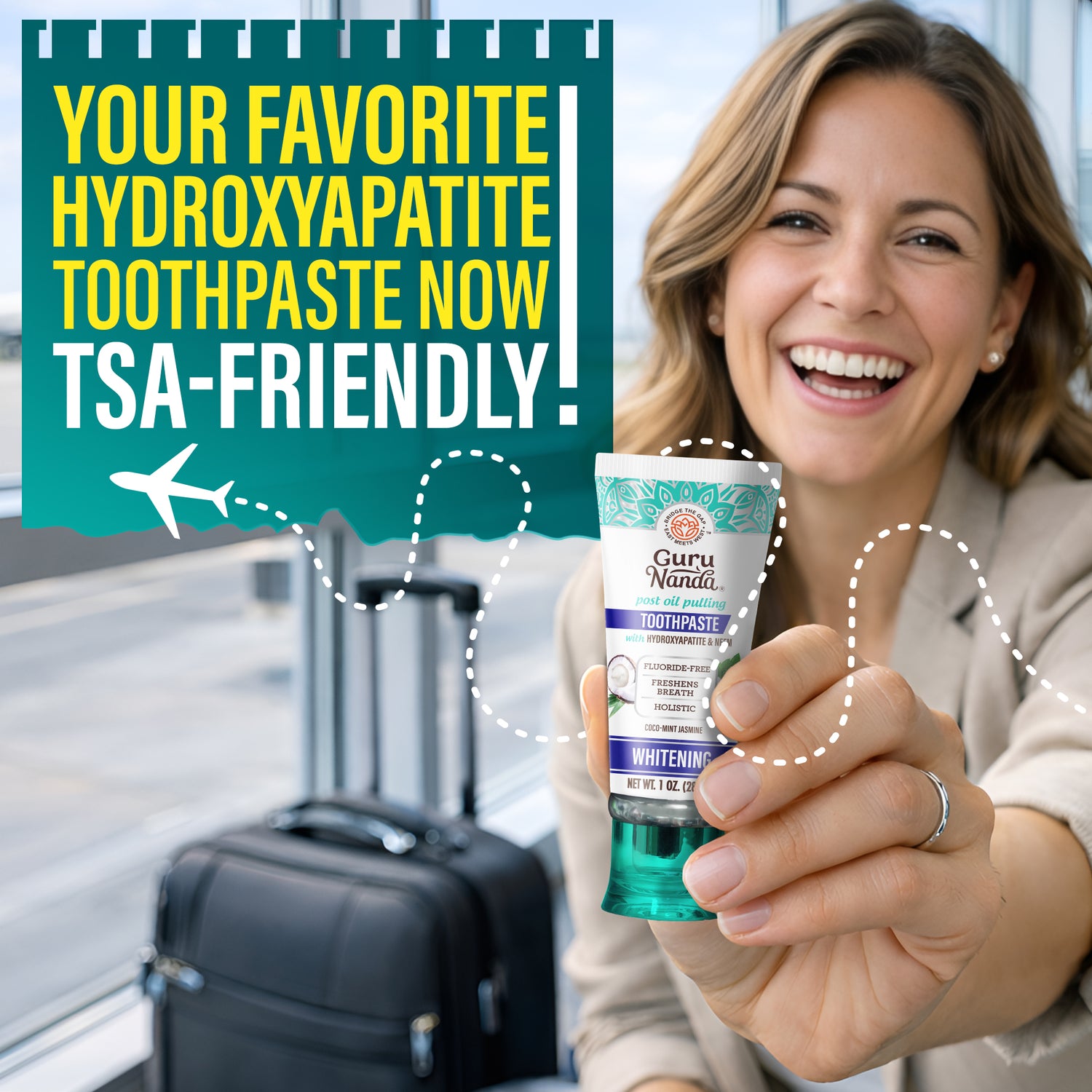 Pasta de Dientes Blanqueadora con Hidroxiapatita y Neem Tamaño Viaje, Sin Flúor – 28 g