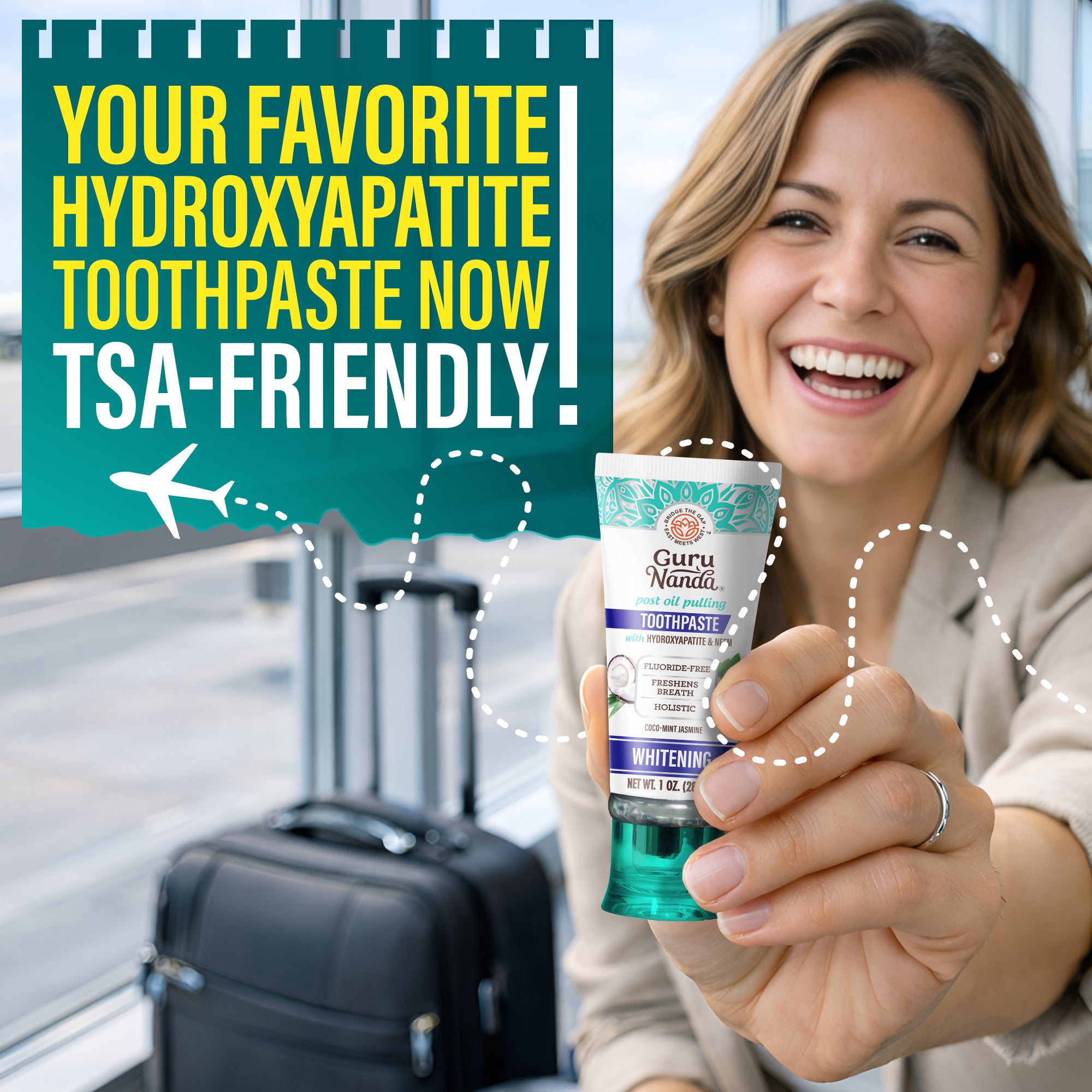 Pasta de Dientes Blanqueadora con Hidroxiapatita y Neem Tamaño Viaje, Sin Flúor – 28 g