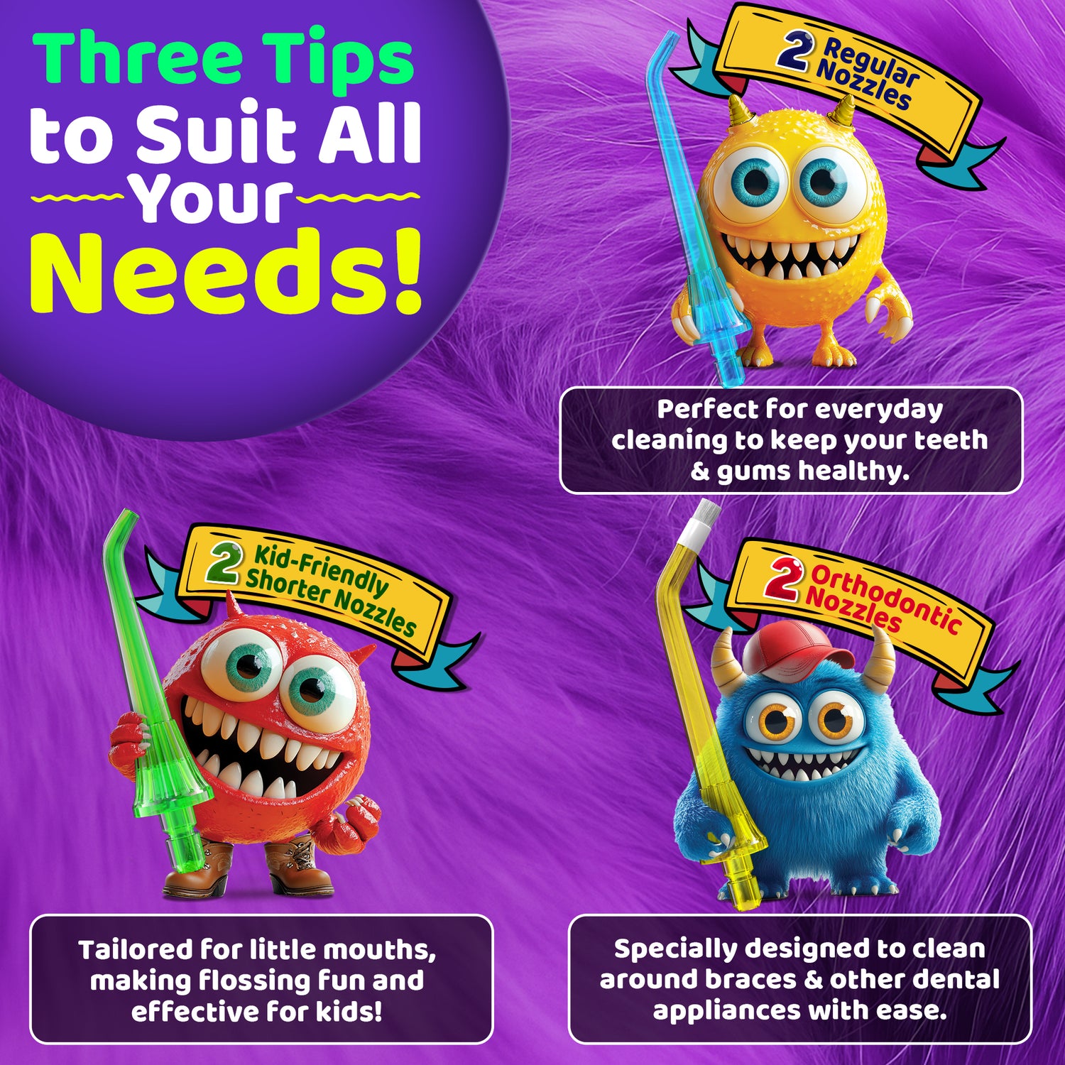 Kids Water Flosser Replacement Tips  - 6 Pack