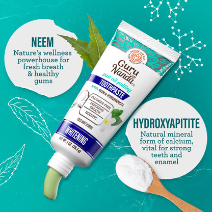 Travel-Size Hydroxyapatite &amp; Neem Whitening Toothpaste, Fluoride Free – 1 oz