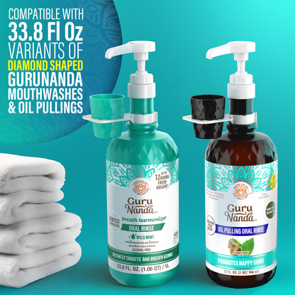 Mouthwash Dispenser Pump and Cup Holder for 16oz &amp; 1L