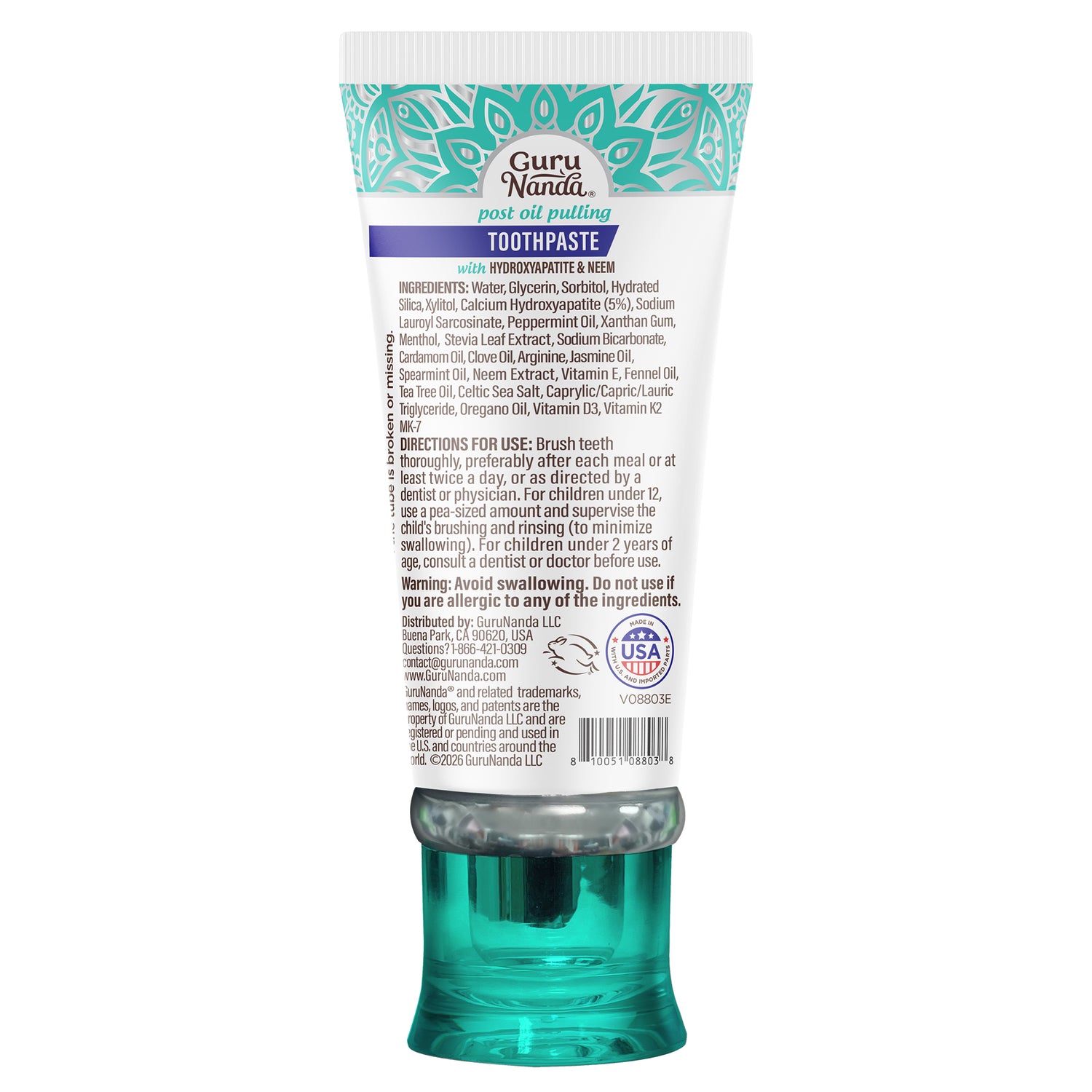 Pasta de Dientes Blanqueadora con Hidroxiapatita y Neem Tamaño Viaje, Sin Flúor – 28 g