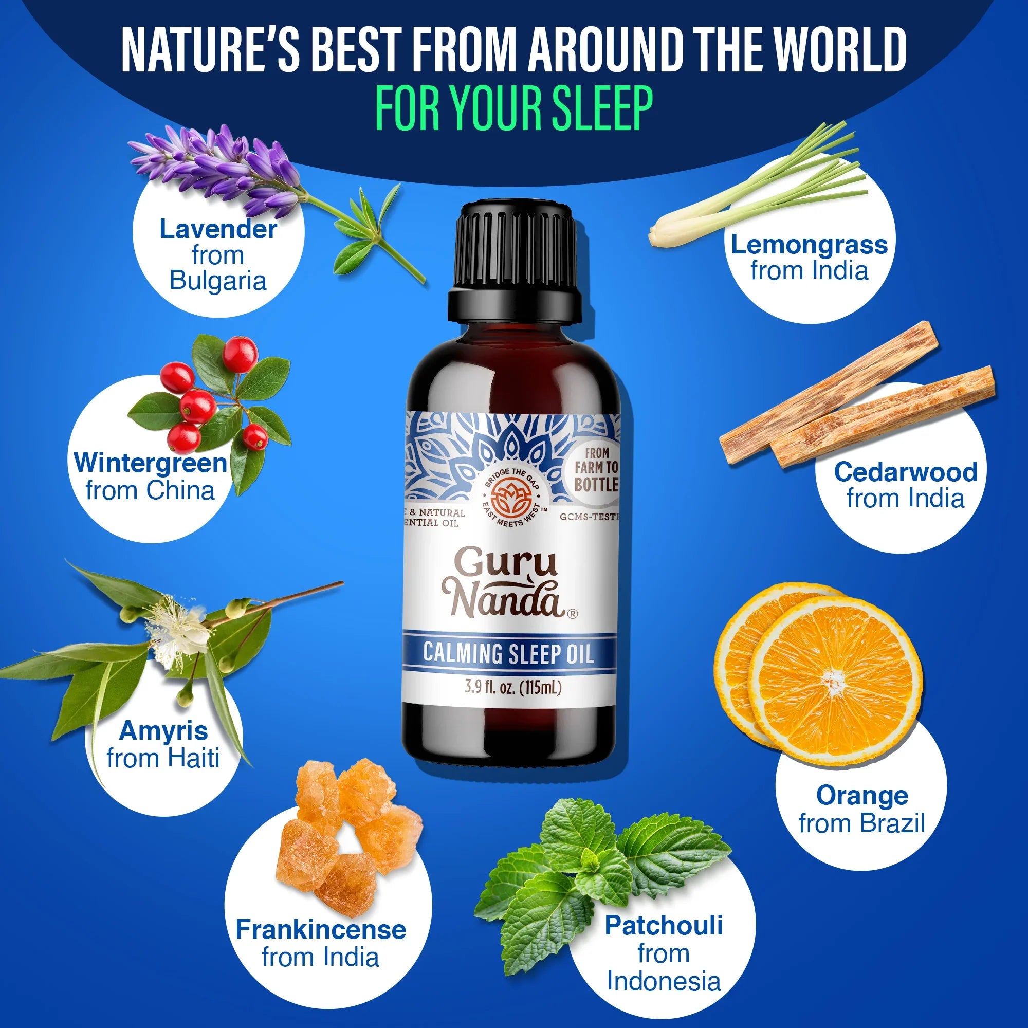 Calming Sleep Essential Oil – 3.9 oz – GuruNanda