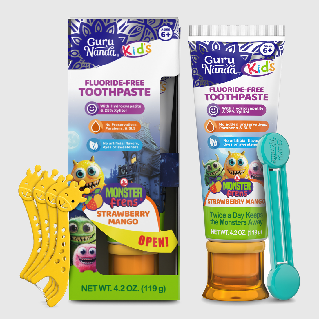 Kids Toothpaste with Xylitol &amp; Hydroxyapatite, Strawberry Mango – 4.2 oz