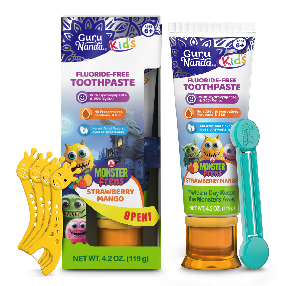 Kids Toothpaste with Xylitol &amp; Hydroxyapatite, Strawberry Mango – 4.2 oz