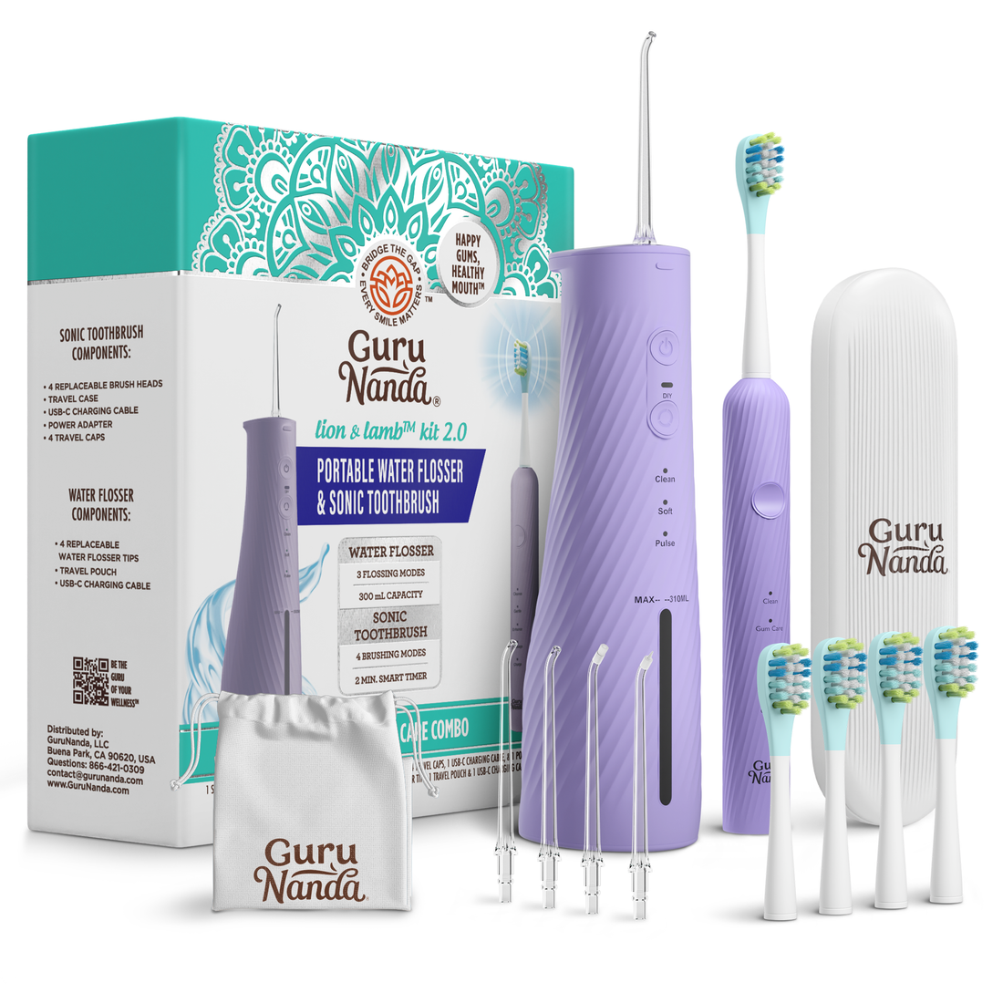 Lion &amp; Lamb 2.0 Portable Sonic Toothbrush &amp; Water Flosser - Lavender