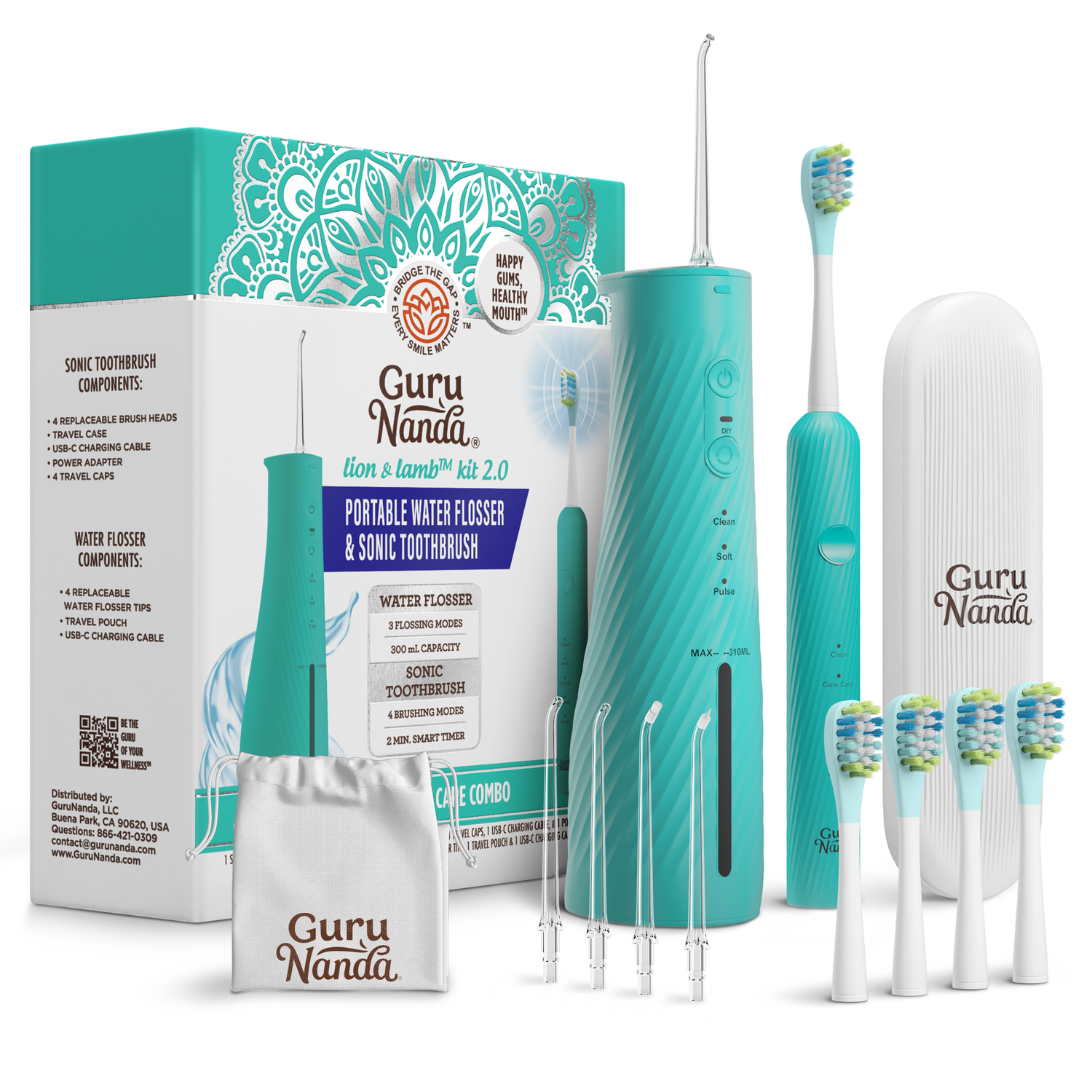 Lion & Lamb 2.0 Portable Sonic Toothbrush & Water Flosser – GuruNanda Lion & Lamb 2.0 Portable Sonic Toothbrush & Water Flosser – GuruNanda