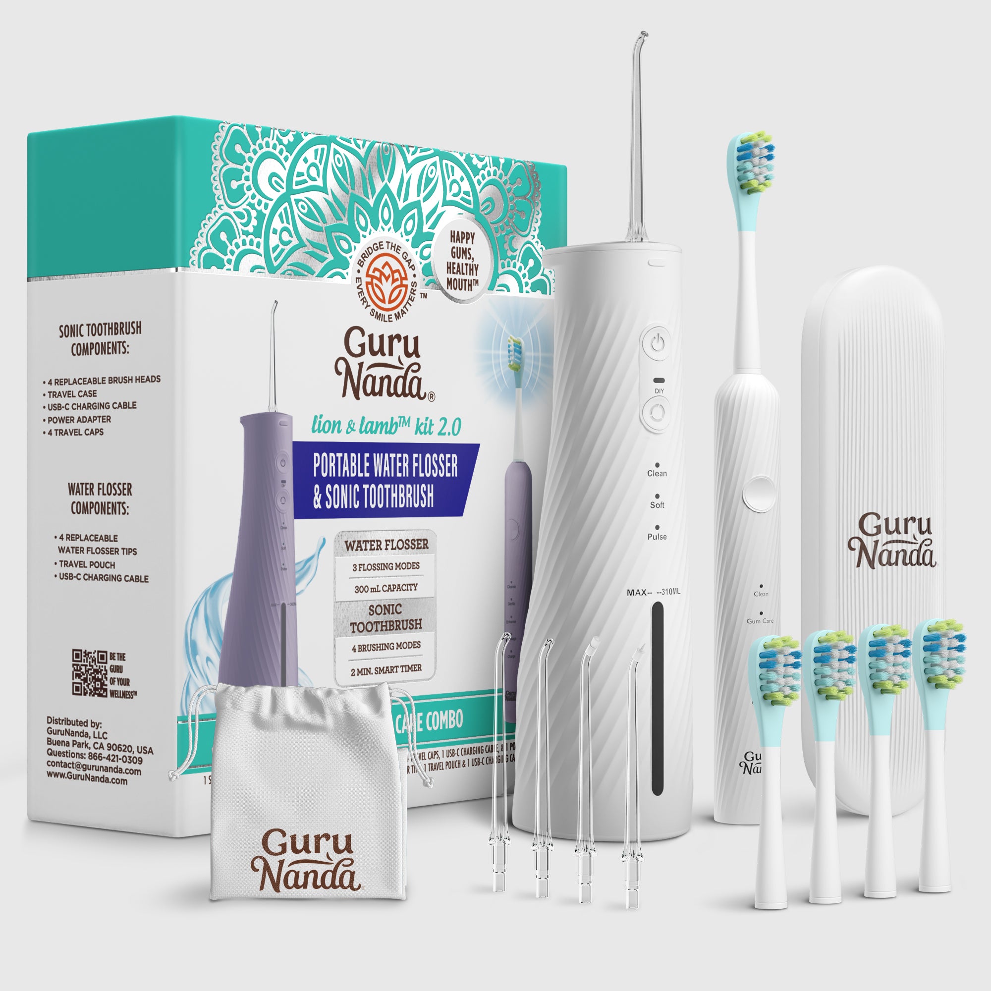 Lion & Lamb 2.0 Portable Sonic Toothbrush & Water Flosser – GuruNanda