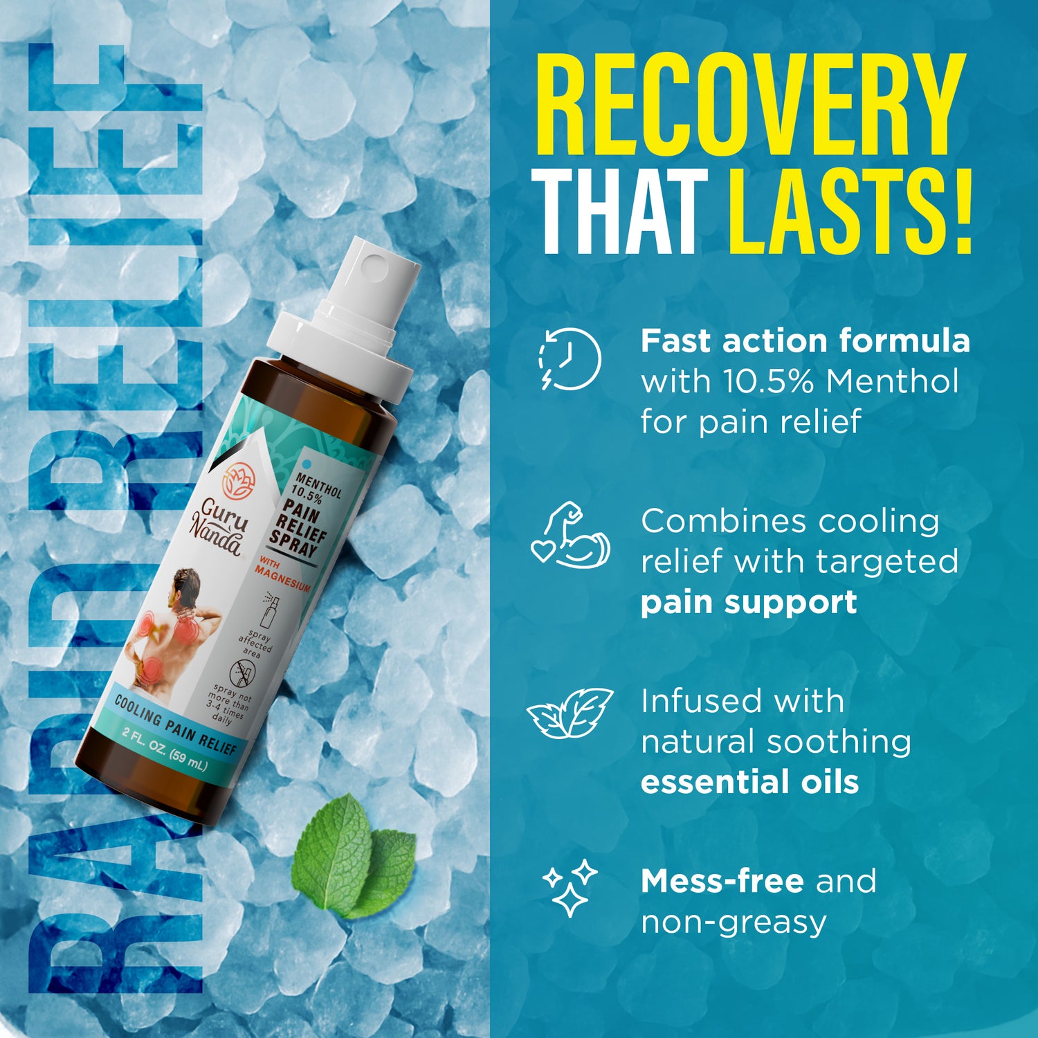 Menthol with Magnesium Cooling Pain Relief Spray - 2 oz