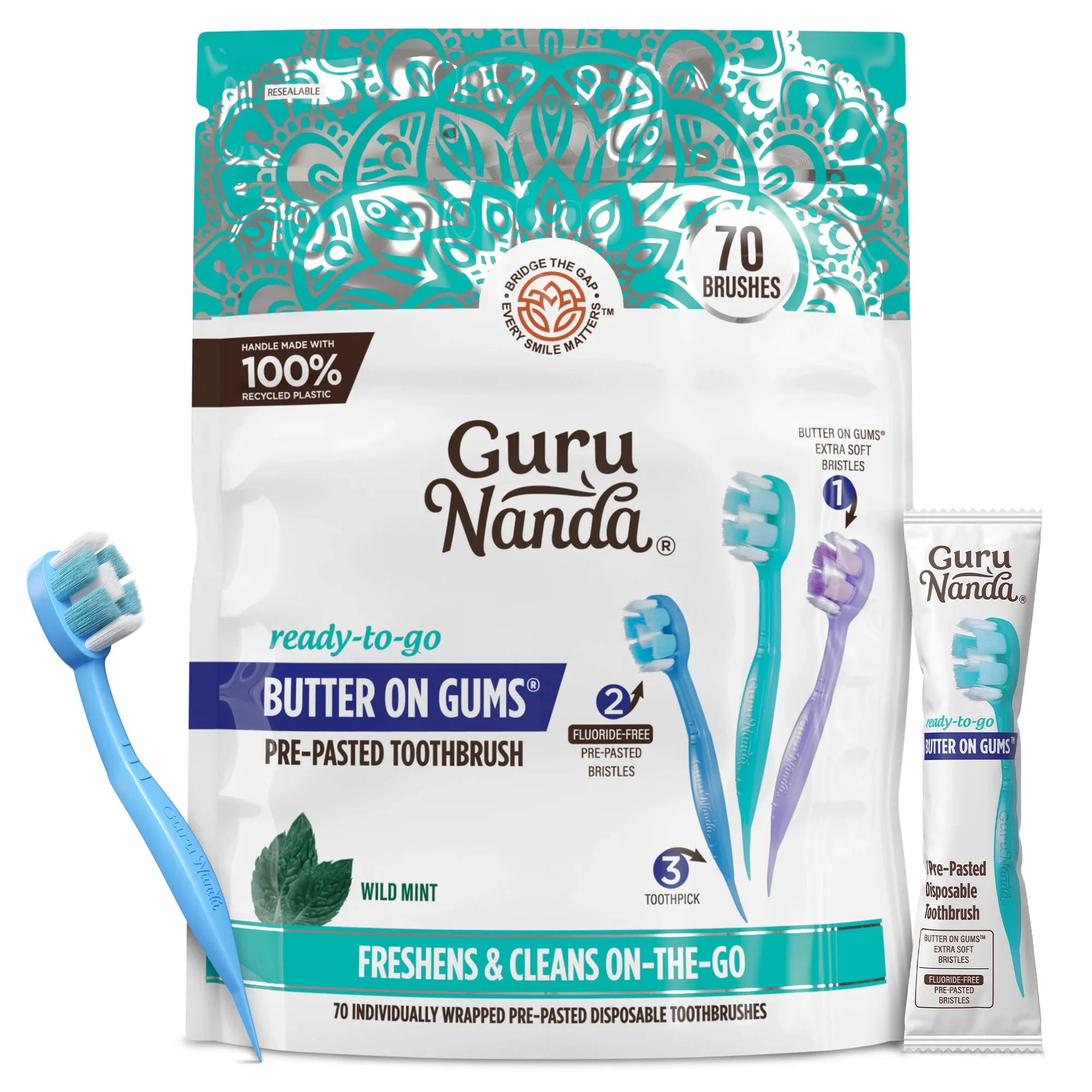 Ready-to-Go Butter on Gums Pre-Pasted Toothbrushes – GuruNanda