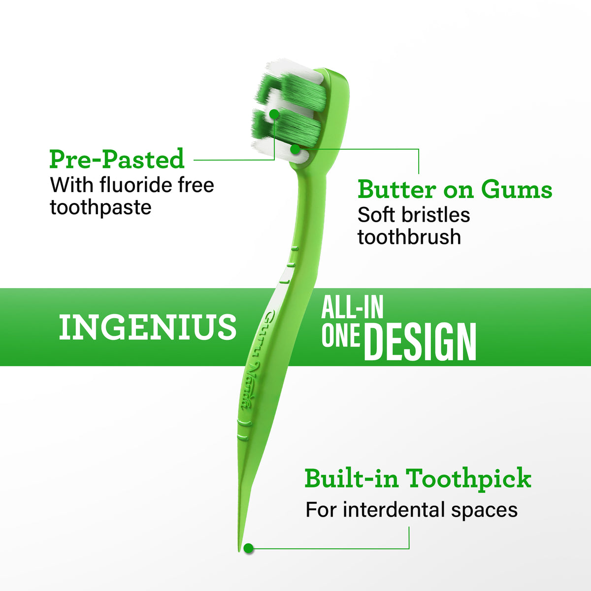 Ready-to-Go Butter on Gums Pre-Pasted Disposable Toothbrushes, Spearmint – 70 Count