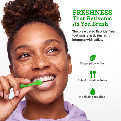 Ready-to-Go Butter on Gums Pre-Pasted Disposable Toothbrushes, Spearmint – 70 Count