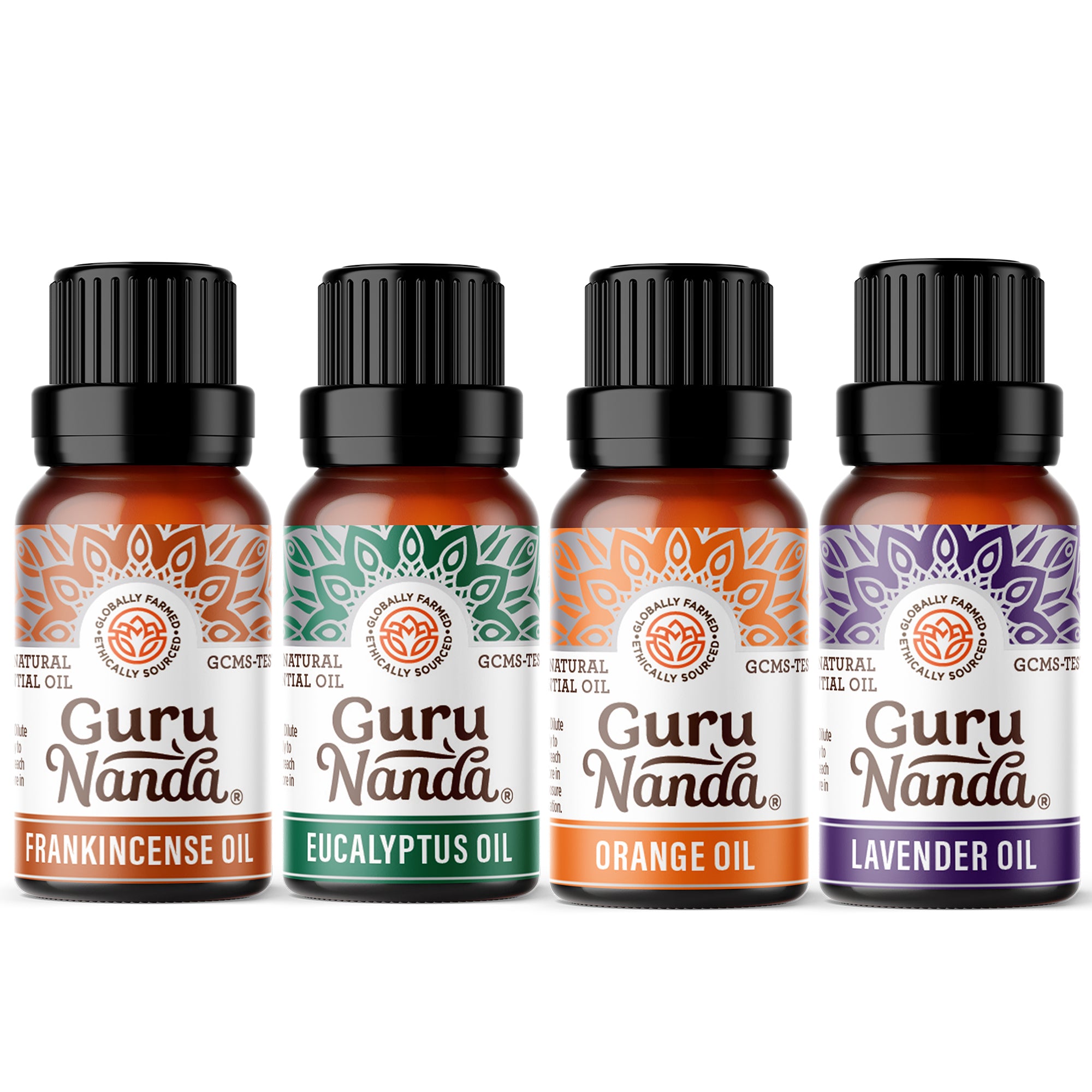 Lavender, Eucalyptus &amp; Orange Essential Oils – Set of 4, 15 ml Each