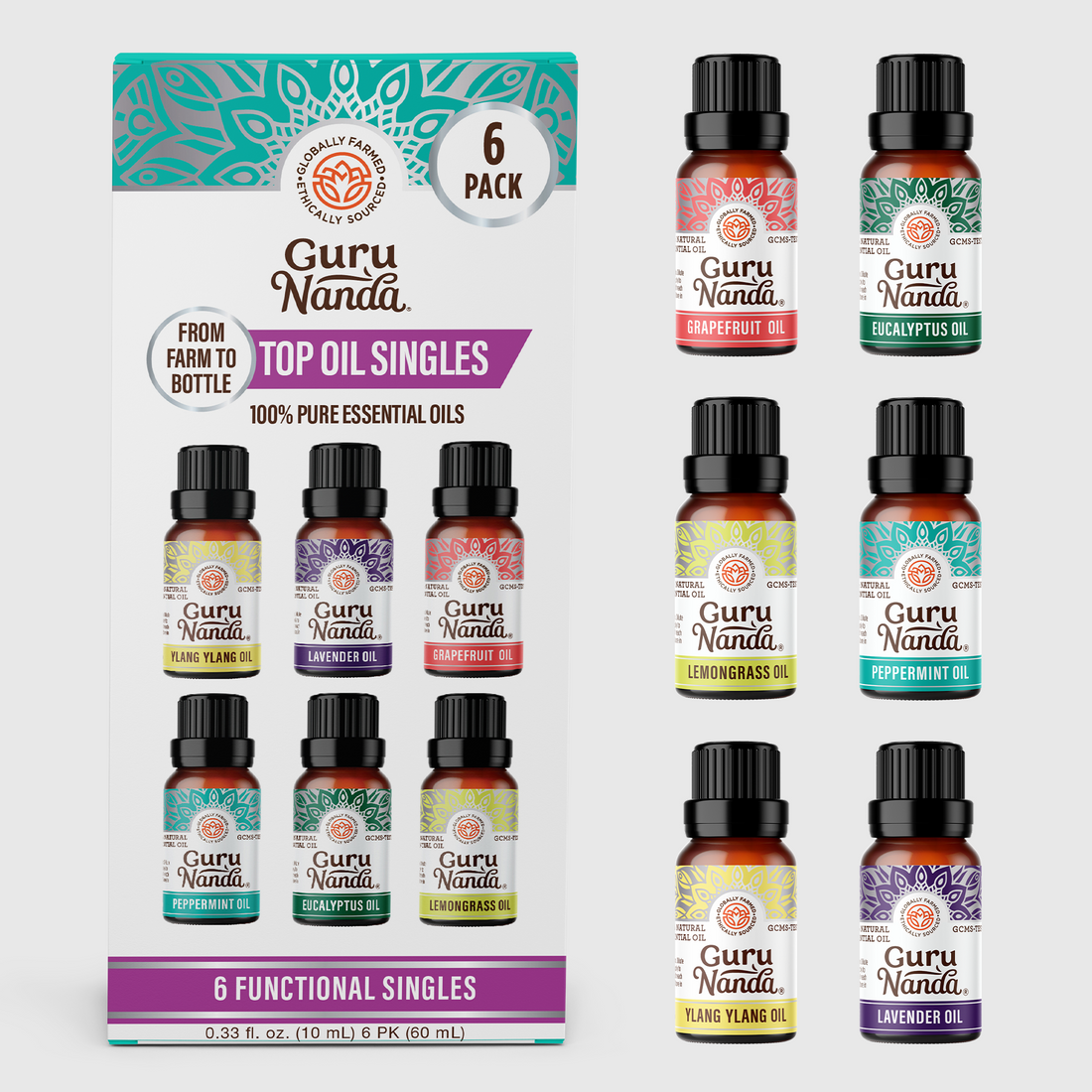 6 Essential Oils Single Notes Set, 10 ML