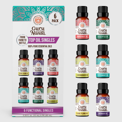 Coffret de 6 huiles essentielles à notes uniques, 10 ml
