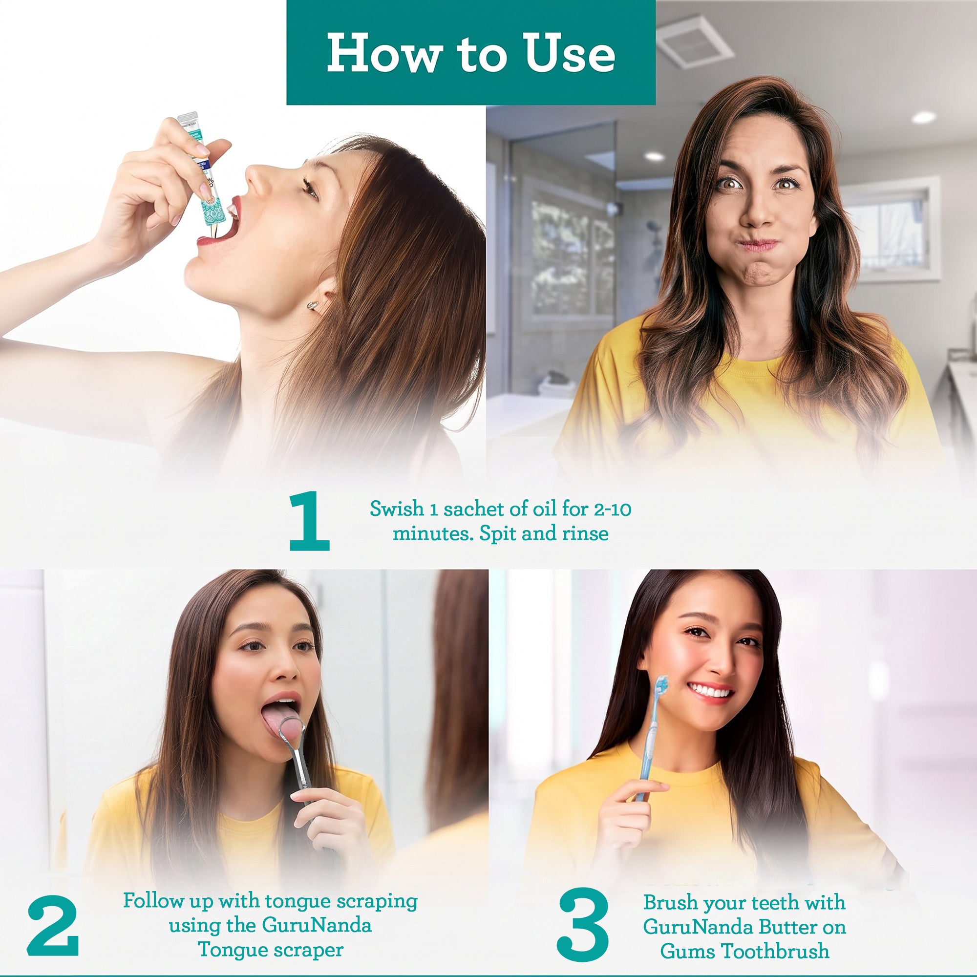 GuruNanda Oil Pulling Packets (7 Counts): Travel-Friendly Oral Care