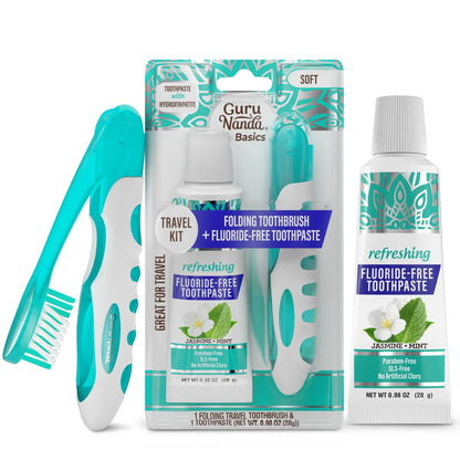 Travel Kit – Folding Toothbrush &amp; Hydroxyapatite Toothpaste, Jasmine Mint – 0.98 oz