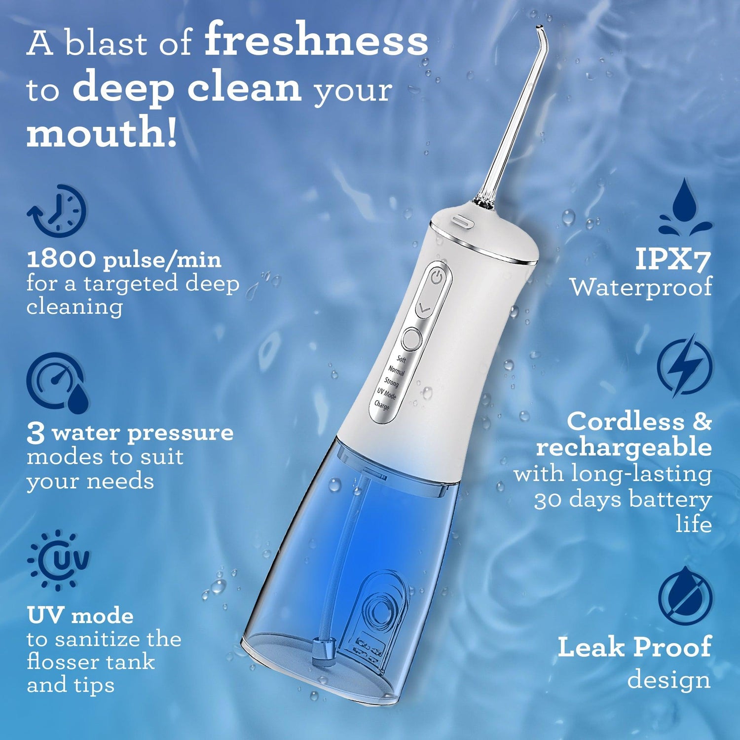 Advanced Dental Water Flosser (with UV light) + Concentrated Mouthwash