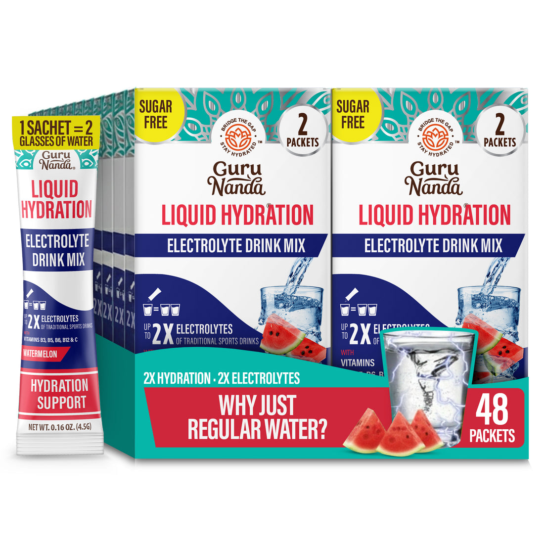 Hydramate Hydration Electrolyte Drink Mix, Watermelon - 48 Count